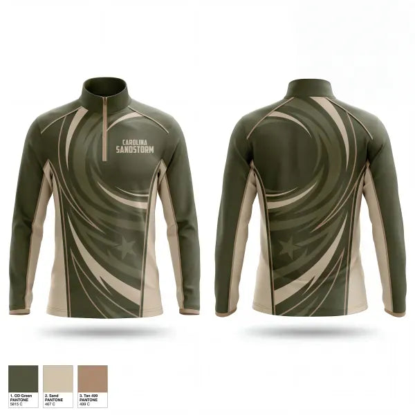Quarter Zip Jacket, Carolina Sandstorm, Baseball, Teamtime, Team time, sublimation, custom sports apparel, team uniforms, spirit wear, spiritwear, sports uniforms, custom shirts, team store, custom team store, fundraiser sports, apparel fundraiser