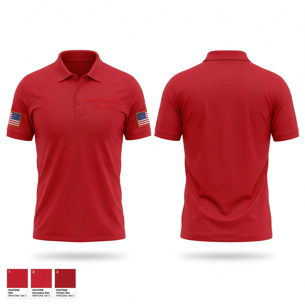 Short Sleeve Performance Polo, Paris Landing Fire Dept, Fire Department, Teamtime, Team time, sublimation, custom sports apparel, team uniforms, spirit wear, spiritwear, sports uniforms, custom shirts, team store, custom team store, fundraiser sports, apparel fundraiser