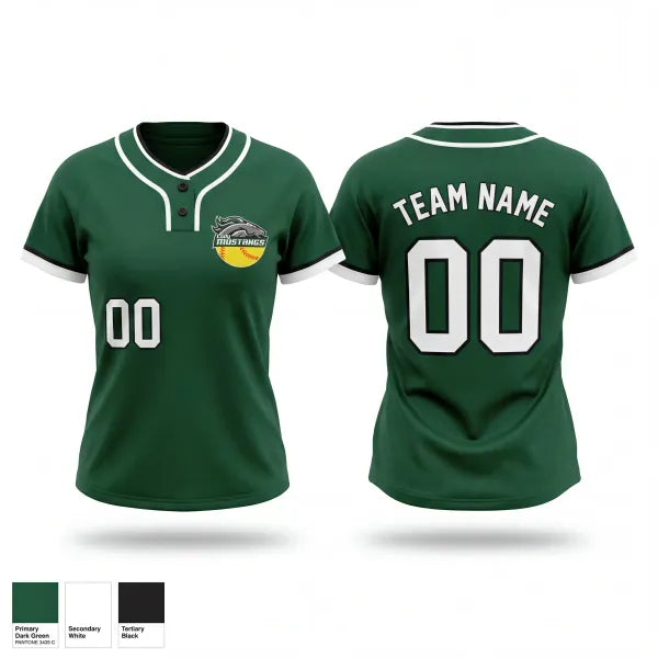 Two Button Softball Jersey, Lady Mustangs, Softball, Teamtime, Team time, sublimation, custom sports apparel, team uniforms, spirit wear, spiritwear, sports uniforms, custom shirts, team store, custom team store, fundraiser sports, apparel fundraiser