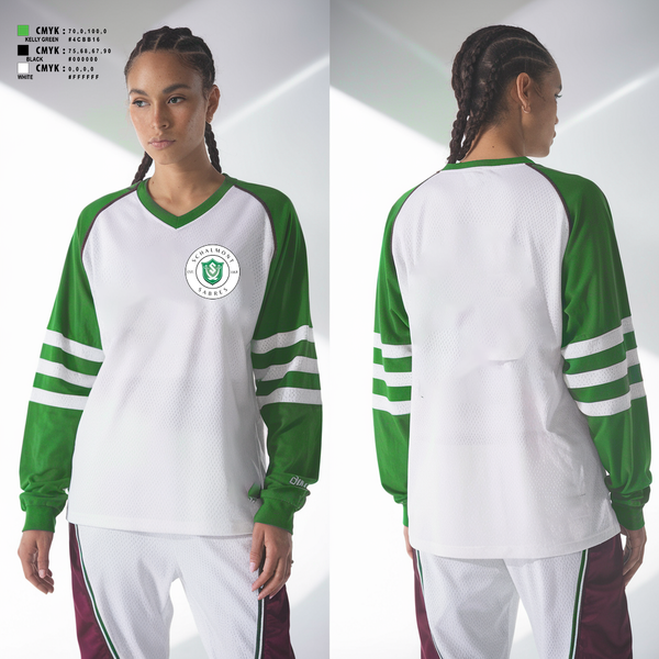 Womens Long Sleeve Vneck Shirt, Schalmont Athletic Asociation, Spirit Store, Teamtime, Team time, sublimation, custom sports apparel, team uniforms, spirit wear, spiritwear, sports uniforms, custom shirts, team store, custom team store, fundraiser sports, apparel fundraiser