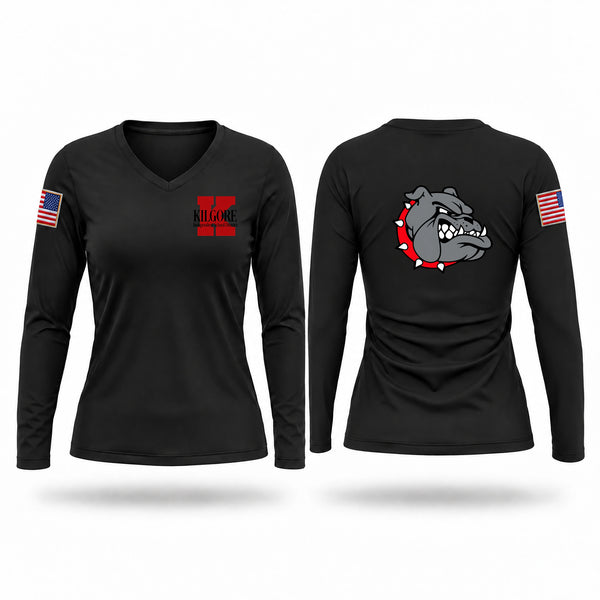Womens Long Sleeve Vneck Shirt, KISD, Police, Teamtime, Team time, sublimation, custom sports apparel, team uniforms, spirit wear, spiritwear, sports uniforms, custom shirts, team store, custom team store, fundraiser sports, apparel fundraiser