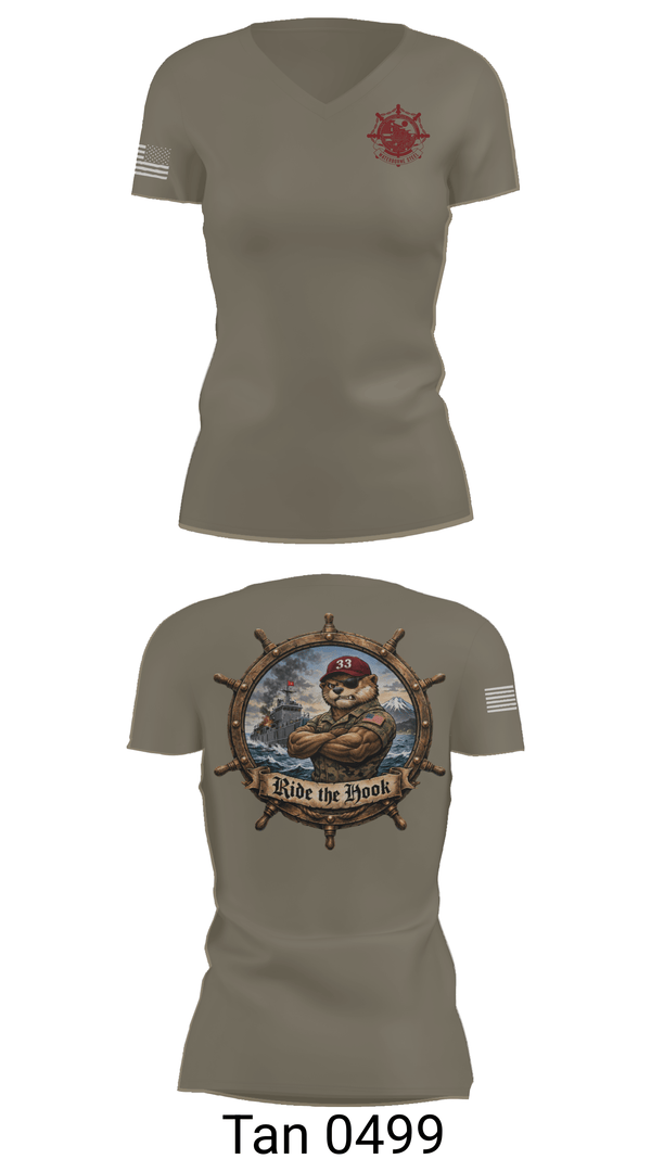 Womens Short Sleeve Vneck Shirt, Ride The Hook, Army, Teamtime, Team time, sublimation, custom sports apparel, team uniforms, spirit wear, spiritwear, sports uniforms, custom shirts, team store, custom team store, fundraiser sports, apparel fundraiser