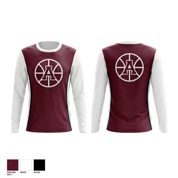 Long Sleeve Performance Shirt, Auburn Maroons, Men's Basketball, Teamtime, Team time, sublimation, custom sports apparel, team uniforms, spirit wear, spiritwear, sports uniforms, custom shirts, team store, custom team store, fundraiser sports, apparel fundraiser