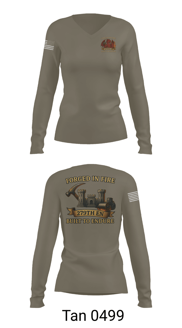 Womens Long Sleeve Vneck Shirt, 279TH Engineer Detachment, Army, Teamtime, Team time, sublimation, custom sports apparel, team uniforms, spirit wear, spiritwear, sports uniforms, custom shirts, team store, custom team store, fundraiser sports, apparel fundraiser