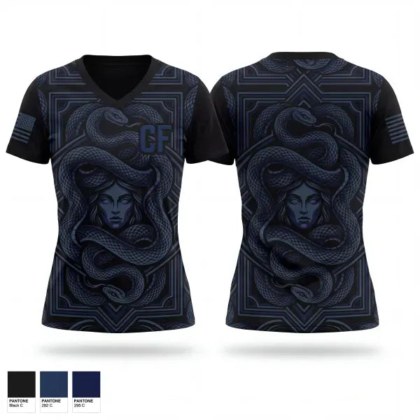 Womens Short Sleeve Vneck Shirt, CF, Navy, Teamtime, Team time, sublimation, custom sports apparel, team uniforms, spirit wear, spiritwear, sports uniforms, custom shirts, team store, custom team store, fundraiser sports, apparel fundraiser