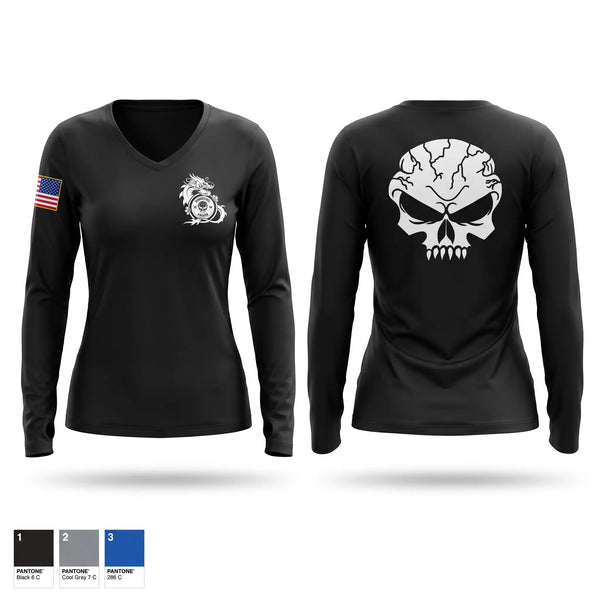 Womens Long Sleeve Vneck Shirt, Dragons Back, Police, Teamtime, Team time, sublimation, custom sports apparel, team uniforms, spirit wear, spiritwear, sports uniforms, custom shirts, team store, custom team store, fundraiser sports, apparel fundraiser