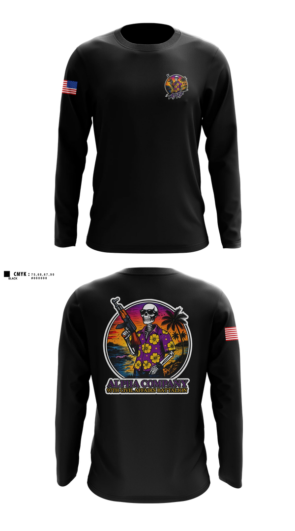 Long Sleeve Performance Shirt, Aloha 97th CA, Army, Teamtime, Team time, sublimation, custom sports apparel, team uniforms, spirit wear, spiritwear, sports uniforms, custom shirts, team store, custom team store, fundraiser sports, apparel fundraiser