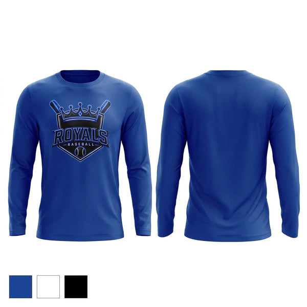 Long Sleeve Performance Shirt, Royals, Baseball, Teamtime, Team time, sublimation, custom sports apparel, team uniforms, spirit wear, spiritwear, sports uniforms, custom shirts, team store, custom team store, fundraiser sports, apparel fundraiser