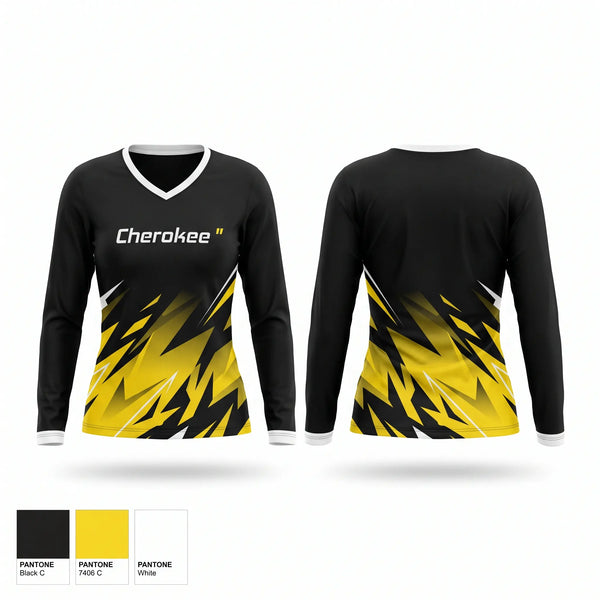 Womens Long Sleeve Vneck Shirt, Cherokee, Cross Country, Teamtime, Team time, sublimation, custom sports apparel, team uniforms, spirit wear, spiritwear, sports uniforms, custom shirts, team store, custom team store, fundraiser sports, apparel fundraiser