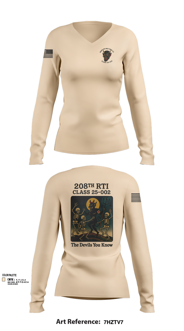 Womens Long Sleeve Vneck Shirt, 208th RTI MED TRNG CO Class 25-002, , Teamtime, Team time, sublimation, custom sports apparel, team uniforms, spirit wear, spiritwear, sports uniforms, custom shirts, team store, custom team store, fundraiser sports, apparel fundraiser