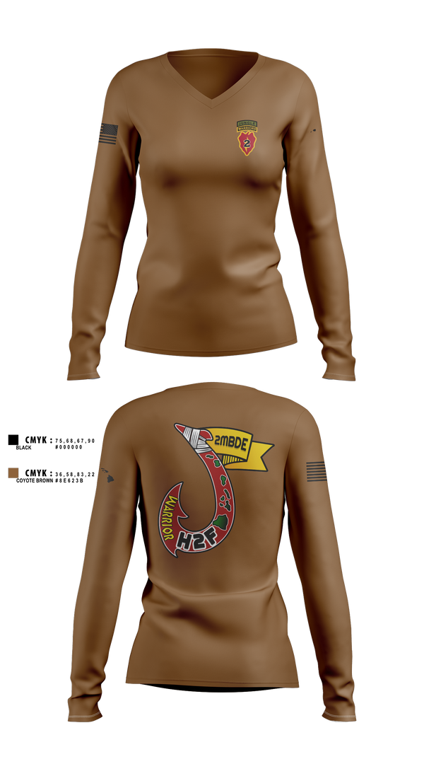 Womens Long Sleeve Vneck Shirt, H2F, 2nd Mobile Brigade, 25th Infantry Division, Army, Teamtime, Team time, sublimation, custom sports apparel, team uniforms, spirit wear, spiritwear, sports uniforms, custom shirts, team store, custom team store, fundraiser sports, apparel fundraiser