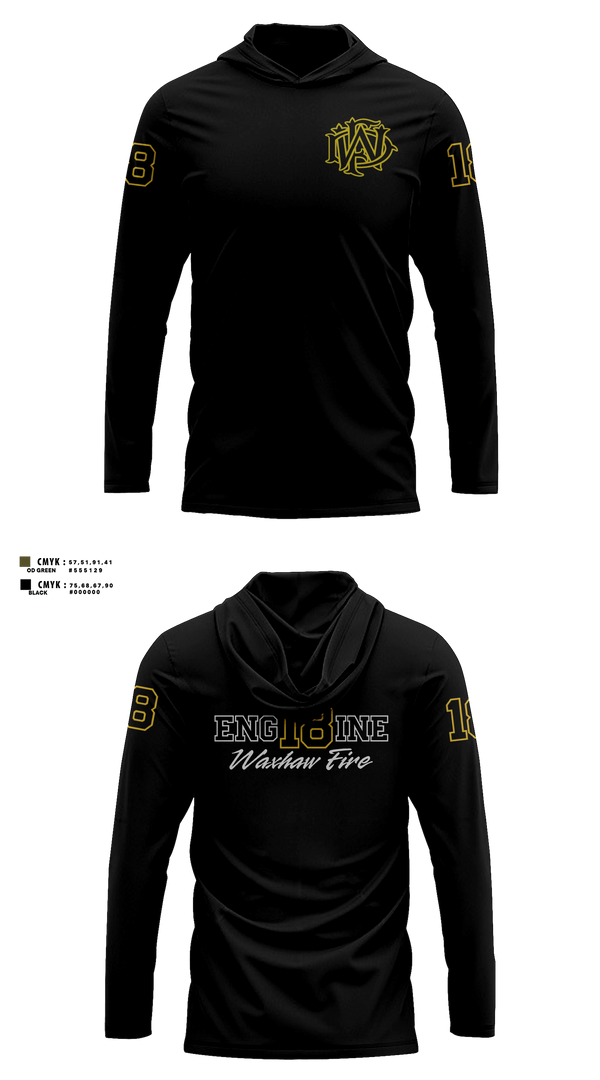 Long Sleeve hooded sunshirt, Waxhaw Fire, Fire Department, Teamtime, Team time, sublimation, custom sports apparel, team uniforms, spirit wear, spiritwear, sports uniforms, custom shirts, team store, custom team store, fundraiser sports, apparel fundraiser