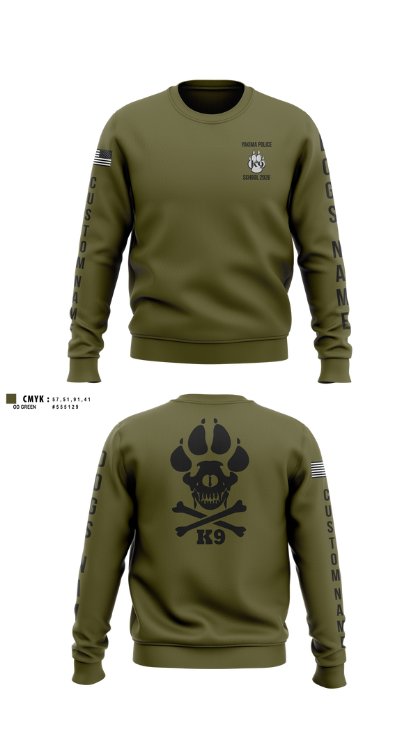 Crew Neck Sweatshirt, Yakima Police Department K9 School, Police, Teamtime, Team time, sublimation, custom sports apparel, team uniforms, spirit wear, spiritwear, sports uniforms, custom shirts, team store, custom team store, fundraiser sports, apparel fundraiser