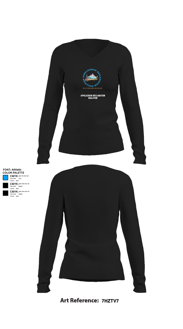 Womens Long Sleeve Vneck Shirt, Appalachian Reclamation Koalition, , Teamtime, Team time, sublimation, custom sports apparel, team uniforms, spirit wear, spiritwear, sports uniforms, custom shirts, team store, custom team store, fundraiser sports, apparel fundraiser