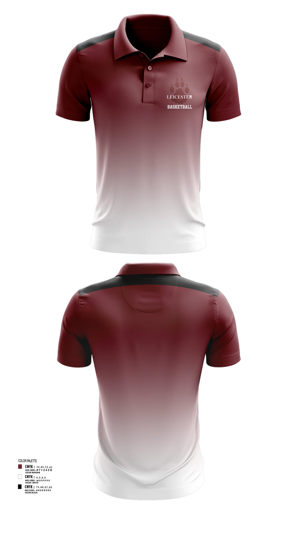 Short Sleeve Performance Polo, Leicester High School Basketball, Men's Basketball, Teamtime, Team time, sublimation, custom sports apparel, team uniforms, spirit wear, spiritwear, sports uniforms, custom shirts, team store, custom team store, fundraiser sports, apparel fundraiser