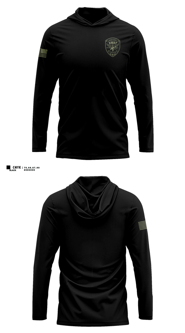 Long Sleeve hooded sunshirt, BOSQUE REGIONAL SWAT TEAM, Police, Teamtime, Team time, sublimation, custom sports apparel, team uniforms, spirit wear, spiritwear, sports uniforms, custom shirts, team store, custom team store, fundraiser sports, apparel fundraiser