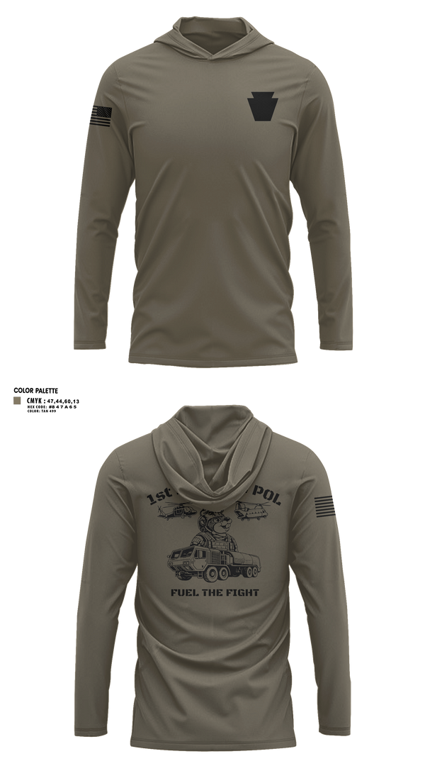 Long Sleeve Performance Shirt with hood, Echo Company 2-104th GSAB, National Guard, Teamtime, Team time, sublimation, custom sports apparel, team uniforms, spirit wear, spiritwear, sports uniforms, custom shirts, team store, custom team store, fundraiser sports, apparel fundraiser