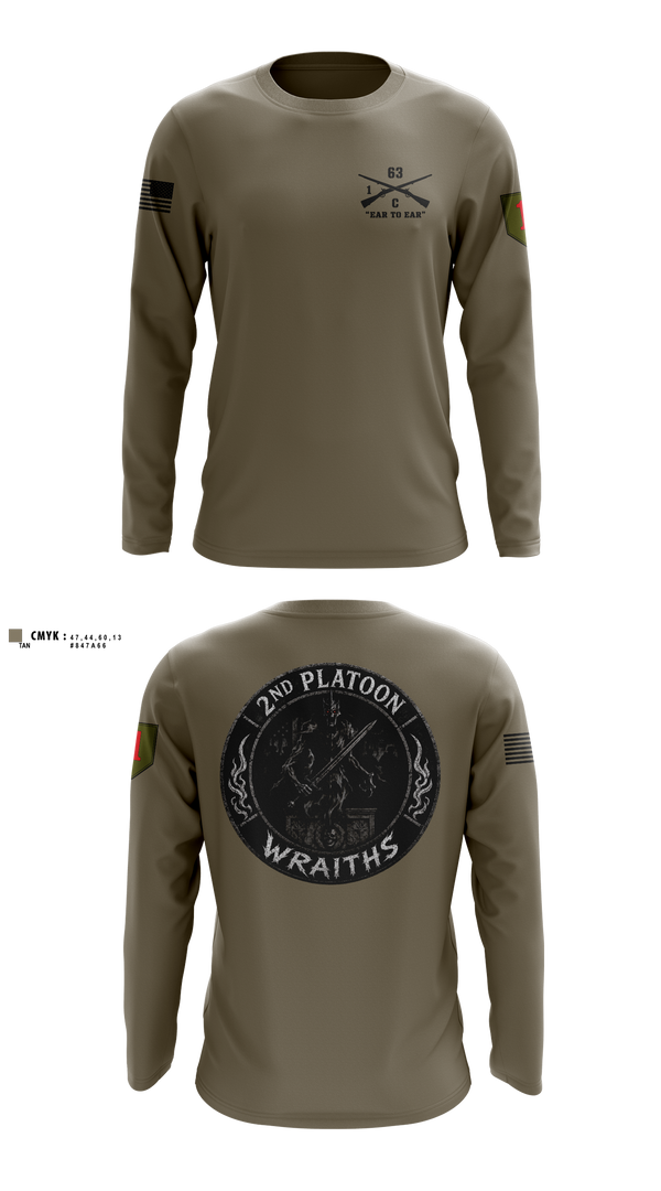 Long Sleeve Performance Shirt, 2nd PLT, C co, 1-63 AR BN, Army, Teamtime, Team time, sublimation, custom sports apparel, team uniforms, spirit wear, spiritwear, sports uniforms, custom shirts, team store, custom team store, fundraiser sports, apparel fundraiser