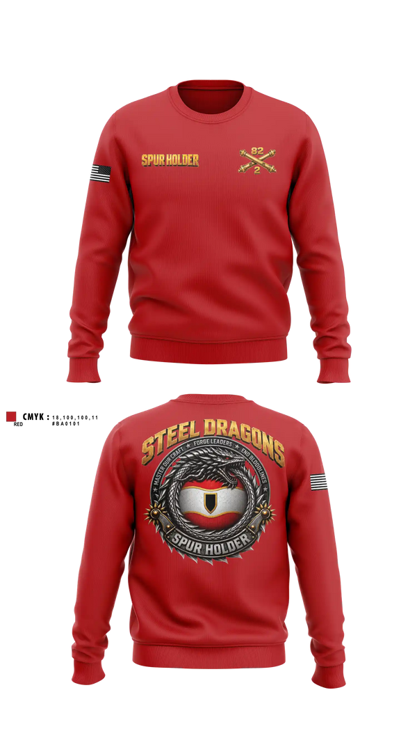 Crew Neck Sweatshirt, 2-82 FAR, 1CD DIVARTY, SPUR, Army, Teamtime, Team time, sublimation, custom sports apparel, team uniforms, spirit wear, spiritwear, sports uniforms, custom shirts, team store, custom team store, fundraiser sports, apparel fundraiser