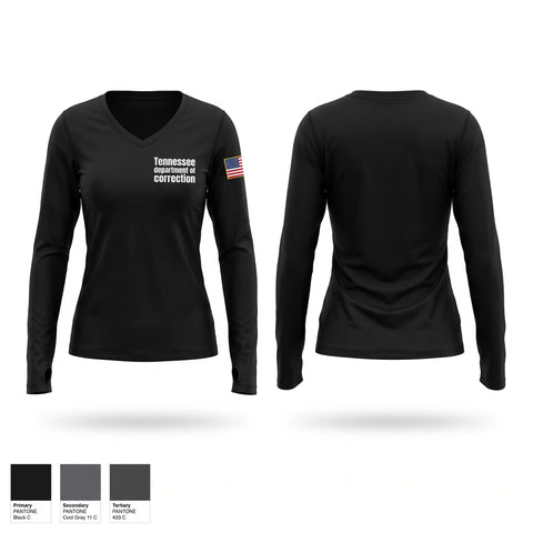 Womens Long Sleeve Vneck Shirt, Tennessee department of correction, Police, Teamtime, Team time, sublimation, custom sports apparel, team uniforms, spirit wear, spiritwear, sports uniforms, custom shirts, team store, custom team store, fundraiser sports, apparel fundraiser