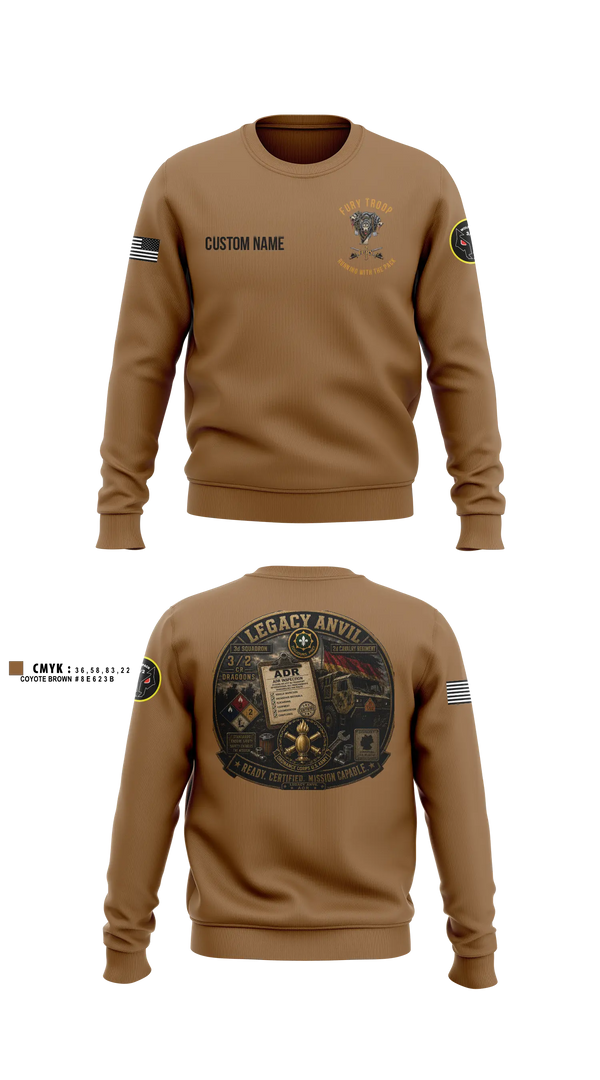 Crew Neck Sweatshirt, Legacy 3/2 Fury Troop, Army, Teamtime, Team time, sublimation, custom sports apparel, team uniforms, spirit wear, spiritwear, sports uniforms, custom shirts, team store, custom team store, fundraiser sports, apparel fundraiser