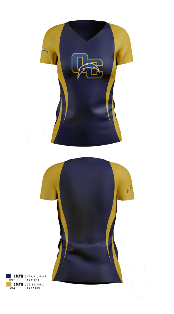Womens Short Sleeve Vneck Shirt, Oakmont chargers, , Teamtime, Team time, sublimation, custom sports apparel, team uniforms, spirit wear, spiritwear, sports uniforms, custom shirts, team store, custom team store, fundraiser sports, apparel fundraiser