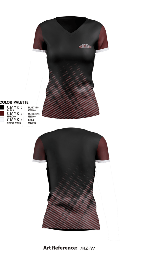 Womens Short Sleeve Vneck Shirt, Hancock Wrestling, Wrestling, Teamtime, Team time, sublimation, custom sports apparel, team uniforms, spirit wear, spiritwear, sports uniforms, custom shirts, team store, custom team store, fundraiser sports, apparel fundraiser