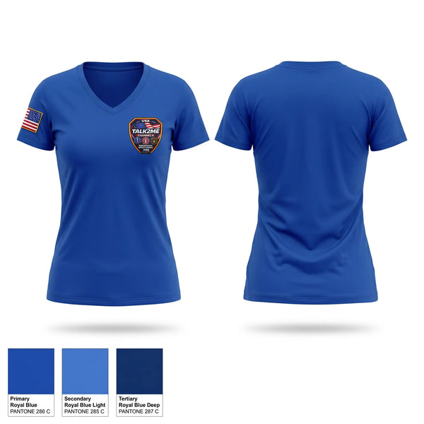 Womens Short Sleeve Vneck Shirt, Public Radio Service Emergency Monitoring, Fire Department, Teamtime, Team time, sublimation, custom sports apparel, team uniforms, spirit wear, spiritwear, sports uniforms, custom shirts, team store, custom team store, fundraiser sports, apparel fundraiser