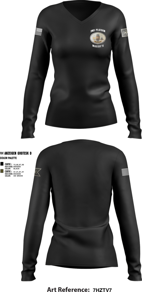 Womens Long Sleeve Vneck Shirt, 2nd Plt, Doghouse Company, 1/3 TOG, , Teamtime, Team time, sublimation, custom sports apparel, team uniforms, spirit wear, spiritwear, sports uniforms, custom shirts, team store, custom team store, fundraiser sports, apparel fundraiser