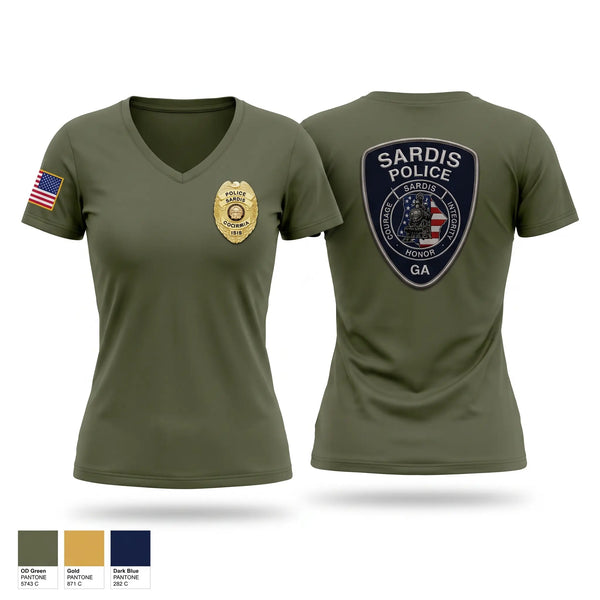 Womens Short Sleeve Vneck Shirt, Sardis Police Department, Police, Teamtime, Team time, sublimation, custom sports apparel, team uniforms, spirit wear, spiritwear, sports uniforms, custom shirts, team store, custom team store, fundraiser sports, apparel fundraiser