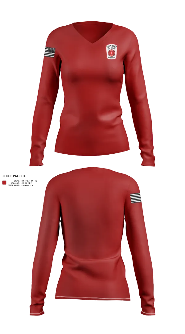 Womens Long Sleeve Vneck Shirt, Coeymans Fire Co. #1, , Teamtime, Team time, sublimation, custom sports apparel, team uniforms, spirit wear, spiritwear, sports uniforms, custom shirts, team store, custom team store, fundraiser sports, apparel fundraiser