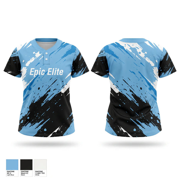 Two Button Softball Jersey, Epic Elite, Softball, Teamtime, Team time, sublimation, custom sports apparel, team uniforms, spirit wear, spiritwear, sports uniforms, custom shirts, team store, custom team store, fundraiser sports, apparel fundraiser
