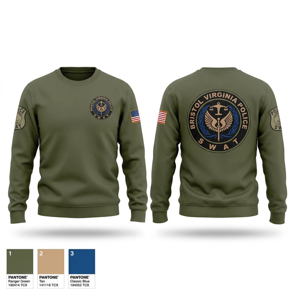 Crew Neck Sweatshirt, Bristol Virginia SWAT, Police, Teamtime, Team time, sublimation, custom sports apparel, team uniforms, spirit wear, spiritwear, sports uniforms, custom shirts, team store, custom team store, fundraiser sports, apparel fundraiser