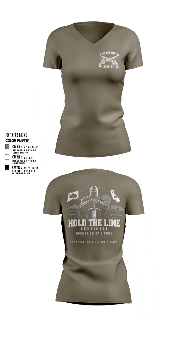 Womens Short Sleeve Vneck Shirt, 192nd MP BN, Army, Teamtime, Team time, sublimation, custom sports apparel, team uniforms, spirit wear, spiritwear, sports uniforms, custom shirts, team store, custom team store, fundraiser sports, apparel fundraiser