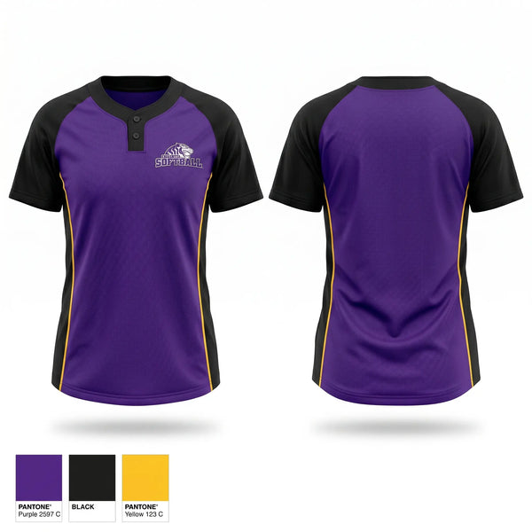 Two Button Softball Jersey, Ouachita Tigers, Softball, Teamtime, Team time, sublimation, custom sports apparel, team uniforms, spirit wear, spiritwear, sports uniforms, custom shirts, team store, custom team store, fundraiser sports, apparel fundraiser
