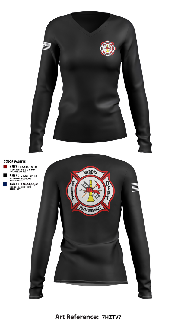 Womens Long Sleeve Vneck Shirt, Sardis-Timmonsville fire department station 1, , Teamtime, Team time, sublimation, custom sports apparel, team uniforms, spirit wear, spiritwear, sports uniforms, custom shirts, team store, custom team store, fundraiser sports, apparel fundraiser