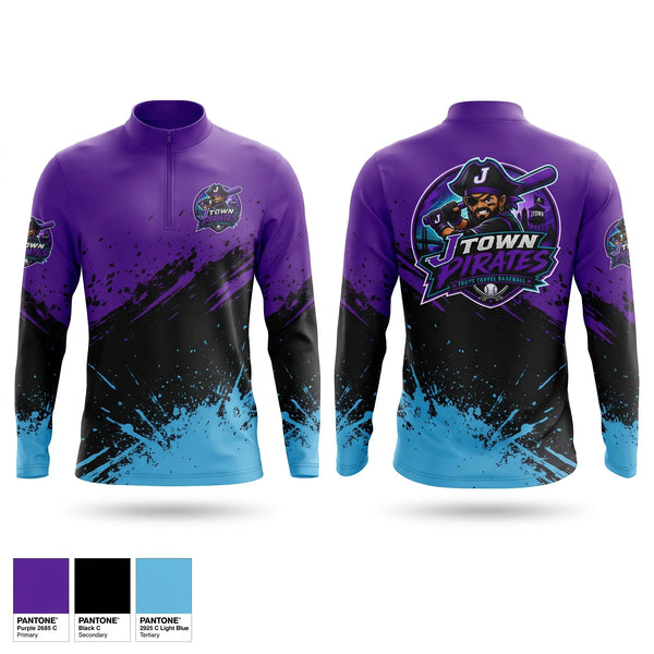 Quarter Zip Jacket, J-Town Pirates, Baseball, Teamtime, Team time, sublimation, custom sports apparel, team uniforms, spirit wear, spiritwear, sports uniforms, custom shirts, team store, custom team store, fundraiser sports, apparel fundraiser