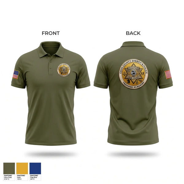 Short Sleeve Performance Polo, Cook County Sheriff Police Training Academy, Police, Teamtime, Team time, sublimation, custom sports apparel, team uniforms, spirit wear, spiritwear, sports uniforms, custom shirts, team store, custom team store, fundraiser sports, apparel fundraiser