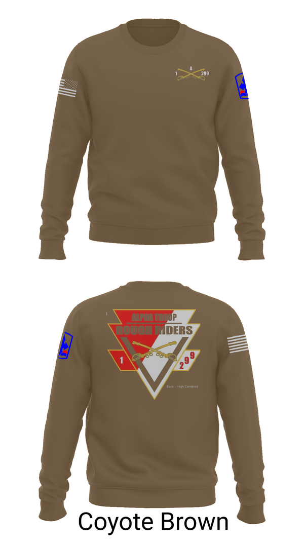 Crew Neck Sweatshirt, A Troop, 1st squadron-299th Calvary Regiment, , Teamtime, Team time, sublimation, custom sports apparel, team uniforms, spirit wear, spiritwear, sports uniforms, custom shirts, team store, custom team store, fundraiser sports, apparel fundraiser