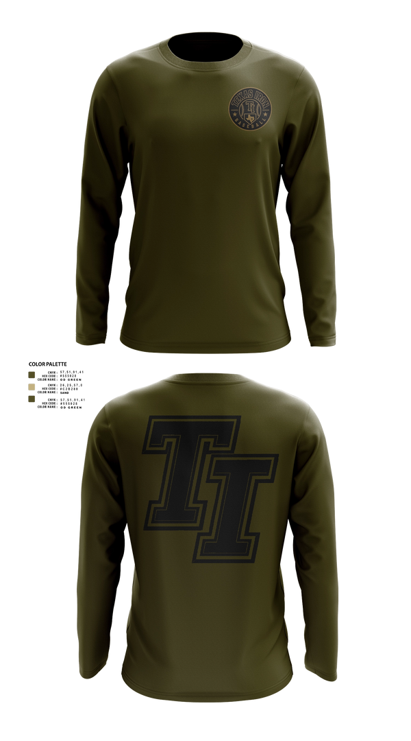 Long Sleeve Performance Shirt, Texas Iron Baseball, Baseball, Teamtime, Team time, sublimation, custom sports apparel, team uniforms, spirit wear, spiritwear, sports uniforms, custom shirts, team store, custom team store, fundraiser sports, apparel fundraiser