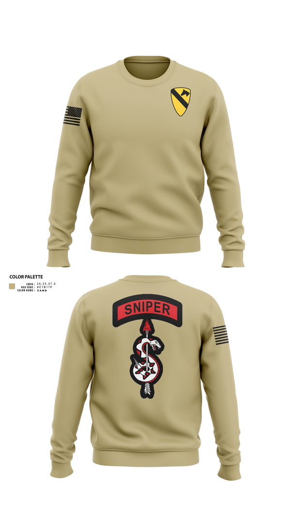 Crew Neck Sweatshirt, 1st Cav, Army, Teamtime, Team time, sublimation, custom sports apparel, team uniforms, spirit wear, spiritwear, sports uniforms, custom shirts, team store, custom team store, fundraiser sports, apparel fundraiser