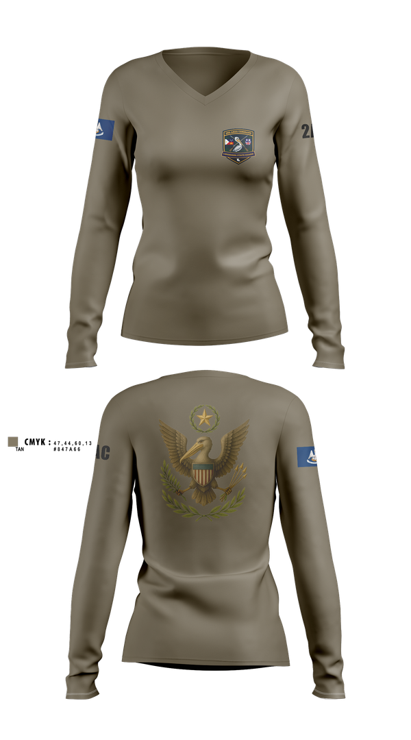 Womens Long Sleeve Vneck Shirt, 2nd Area Command (LASG), , Teamtime, Team time, sublimation, custom sports apparel, team uniforms, spirit wear, spiritwear, sports uniforms, custom shirts, team store, custom team store, fundraiser sports, apparel fundraiser