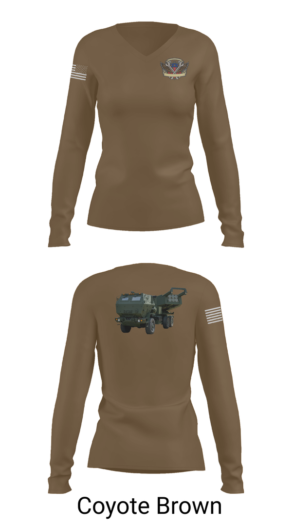 Womens Long Sleeve Vneck Shirt, 182nd Field Artillery, Army, Teamtime, Team time, sublimation, custom sports apparel, team uniforms, spirit wear, spiritwear, sports uniforms, custom shirts, team store, custom team store, fundraiser sports, apparel fundraiser