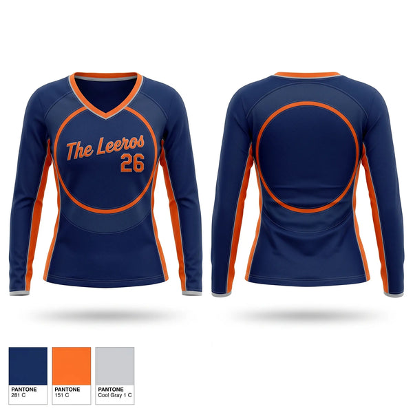 Womens Long Sleeve Vneck Shirt, The Leñeros 26, Baseball, Teamtime, Team time, sublimation, custom sports apparel, team uniforms, spirit wear, spiritwear, sports uniforms, custom shirts, team store, custom team store, fundraiser sports, apparel fundraiser