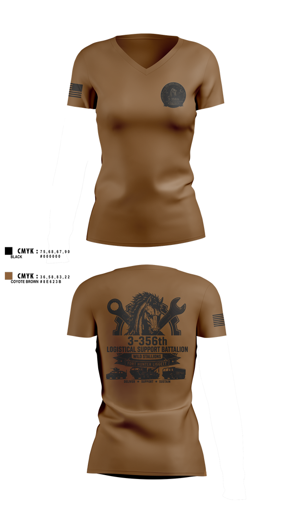 Womens Short Sleeve Vneck Shirt, 3-356 LSB (Wild Stallions), Army, Teamtime, Team time, sublimation, custom sports apparel, team uniforms, spirit wear, spiritwear, sports uniforms, custom shirts, team store, custom team store, fundraiser sports, apparel fundraiser