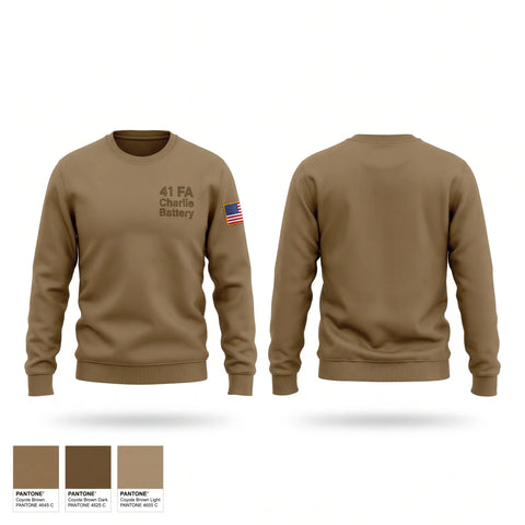 Crew Neck Sweatshirt, 4-1 FA Charlie Battery, Army, Teamtime, Team time, sublimation, custom sports apparel, team uniforms, spirit wear, spiritwear, sports uniforms, custom shirts, team store, custom team store, fundraiser sports, apparel fundraiser