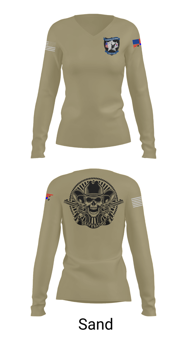 Womens Long Sleeve Vneck Shirt, Desperados, , Teamtime, Team time, sublimation, custom sports apparel, team uniforms, spirit wear, spiritwear, sports uniforms, custom shirts, team store, custom team store, fundraiser sports, apparel fundraiser