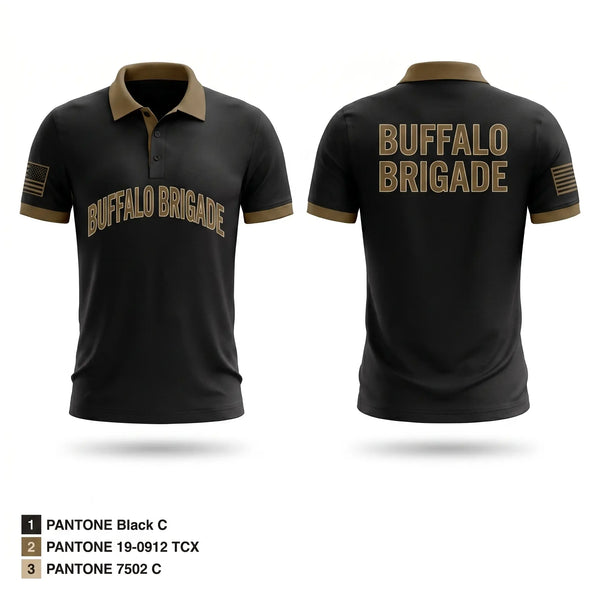 Short Sleeve Performance Polo, Buffalo Brigade, Army, Teamtime, Team time, sublimation, custom sports apparel, team uniforms, spirit wear, spiritwear, sports uniforms, custom shirts, team store, custom team store, fundraiser sports, apparel fundraiser