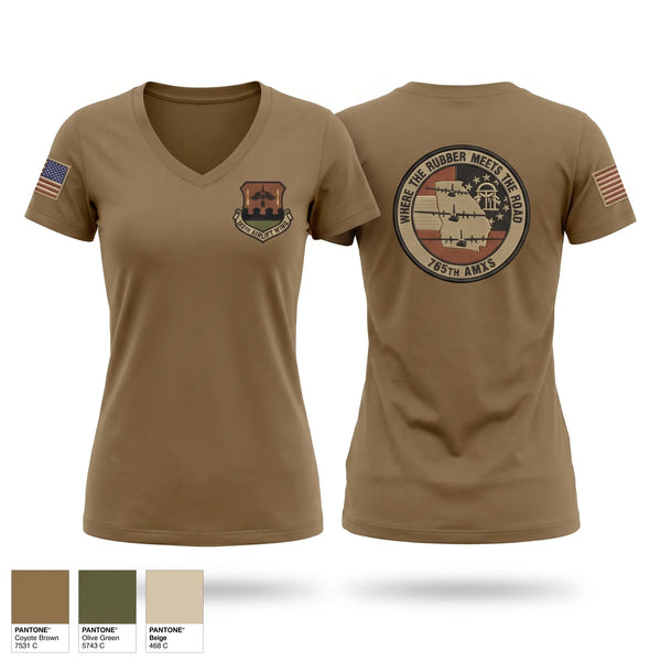 Womens Short Sleeve Vneck Shirt, 165th AMXS, Air Force, Teamtime, Team time, sublimation, custom sports apparel, team uniforms, spirit wear, spiritwear, sports uniforms, custom shirts, team store, custom team store, fundraiser sports, apparel fundraiser