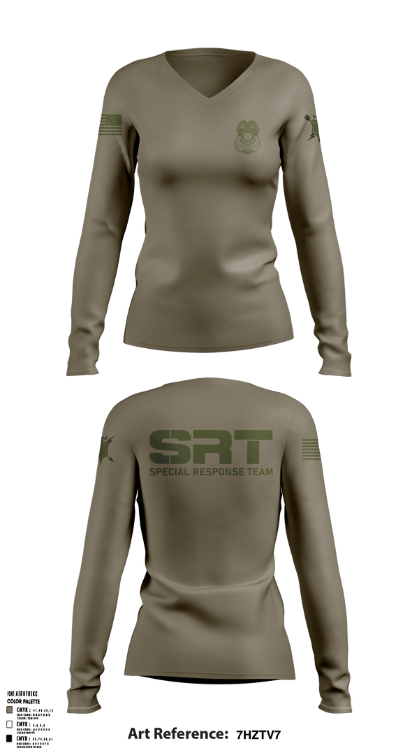 Women's Long Sleeve Vneck Shirt, NNSS SRT, Police, Teamtime, Team time, sublimation, custom sports apparel, team uniforms, spirit wear, spiritwear, sports uniforms, custom shirts, team store, custom team store, fundraiser sports, apparel fundraiser